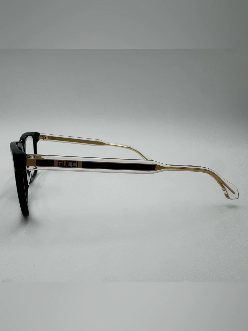 Gucci Black and Gold Rectangular Glasses